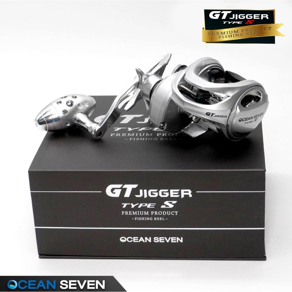 [Ocean Seven]  GT JIGGER Type S รุ่นใหม่ล่าสุดจาก Ocean7 สีเงินสวย น้ำหนักเบามือ เบรคแน่น HT-100 แท้