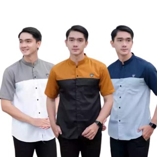 Koko Kurta ชุดเดรสแขนสั้น ผ้าฝ้าย สองสี สําหรับผู้ชายมุสลิม