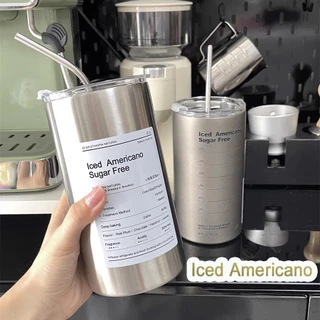 แก้วเก็บความเย็น เก็บความร้อน ขนาด 600 มล สแตนเลส พร้อมหลอด Americano Cup