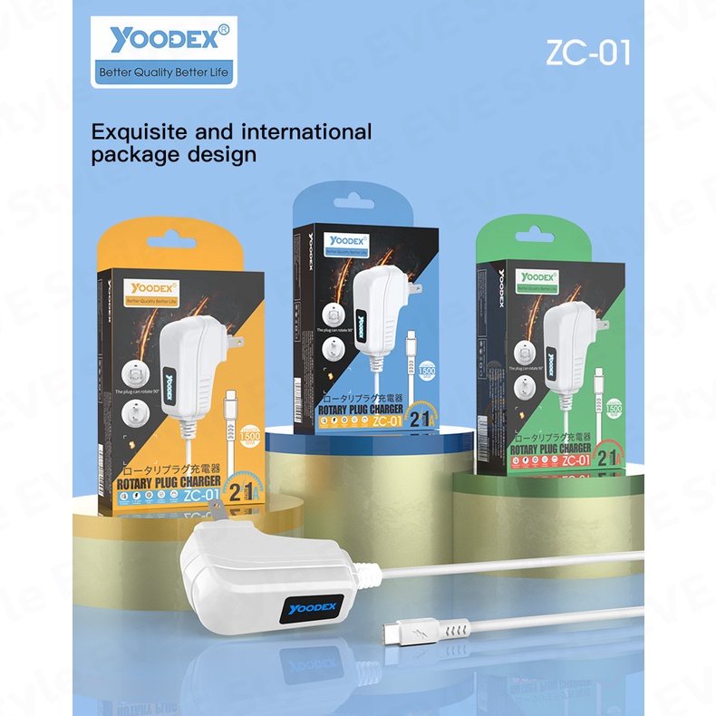 YOODEX ZC-01Model LED light logo display, 90 degree rotaryplug can use for all circumstancesหัวชาร์จ