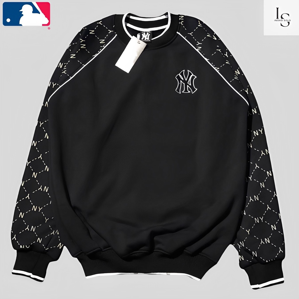 Katun Mlb NY New York City เสื้อกันหนาวสําหรับผู้ชายและผู้หญิงครอปขนาดใหญ่, วัสดุผ้าฝ้ายคุณภาพนําเข้