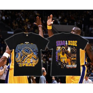 LAKERS Kobe 3 PEAT CHAMPIONSHIP Shirt No. 24  Original  Oversized NBA T Shirt For Men_05