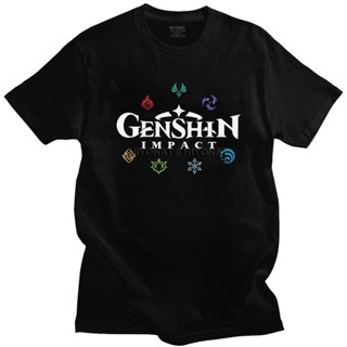 H Large Cotton Short Sleeve T-Shirt Printed Anime Genshin Impact Elements Fashion For Men_03