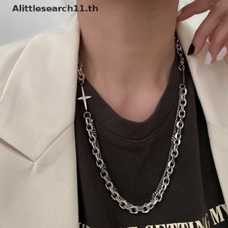 Alittlesearch11 สร้อยคอโซ่ แบบหนา สองชั้น สไตล์พังก์ ฮิปฮอป วินเทจ TH