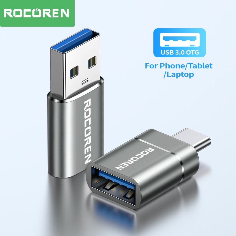 Rocoren อะแดปเตอร์แปลง OTG USB Type C ตัวผู้ เป็น USB A 3.0 ตัวเมีย สําหรับ MacBook Samsung S22 S20 Android TypeC USBC OTG