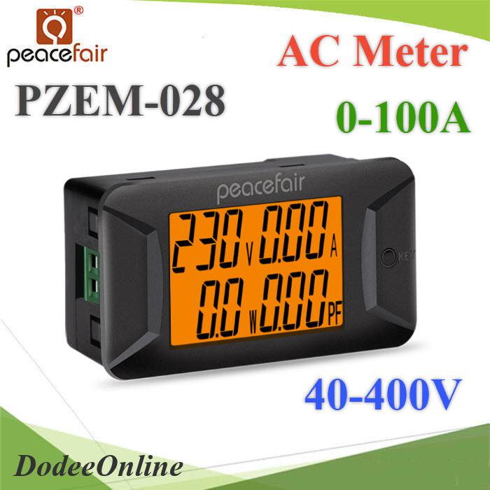 .PZEM-028 AC มิเตอร์ดิจิตอล 0-100A 40-400V โวลท์ แอมป์ วัตต์ พลังงานไฟฟ้า CT ในตัว รุ่น PZEM-028-AC 