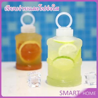 SMART ขวดพลาสติกใส รูปถัง+ฝาถือ 500ml 700ml milk tea bucket