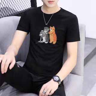 unisex Fashion Round Neck T-shirt Cat Design_07