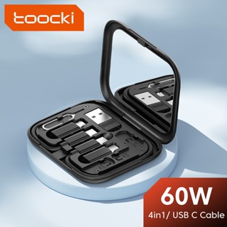 Toocki 4-in-1 PD 60W 4in1 สายเคเบิล USB C เป็น USB Type C สําหรับแล็ปท็อป ชาร์จเร็ว สายเคเบิลข้อมูล Micro Type C lOS พร้อมกล่อง