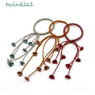 Twinkle1 ยางรัดผม ริบบิ้นยืดหยุ่น ลายดอกไม้ แฮนด์เมด แฟชั่นเกาหลี