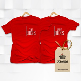 The Boss Lady Boss -Two Shirts - Couple Set T-shirts - Red White Cotton_05