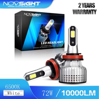 Novsight N12 H11 H9 H8 ไฟหน้ารถยนต์ LED ไฟตัดหมอก 72W 10000LM 6500K สว่างมาก สีขาว รับประกัน 2 ปี