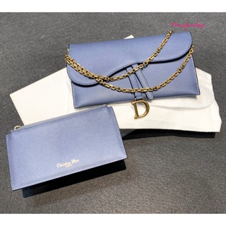 Dior Saddle Wallet On Chain สีฟ้า