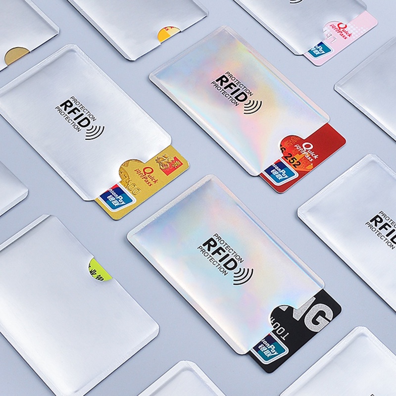 [ร้อน][แนะนํา] 10 ชิ้นแบบพกพา RFID บัตรเครดิตป้องกัน เอ็นเอฟซี บัตรรักษาความปลอดภัยป้องกันกรณีอลูมิเนียมฟอยล์ป้องกันแม่เหล็กธนาคารผู้ถือบัตรป้องกันการล้างอํานาจแม่เหล็กชุดบัตร