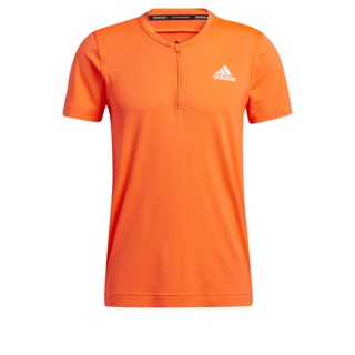 adidas เทรนนิง เสื้อยืดแขนสั้นแต่งซิป AEROREADY Lyte Ryde ผู้ชาย สีแดง GT3870