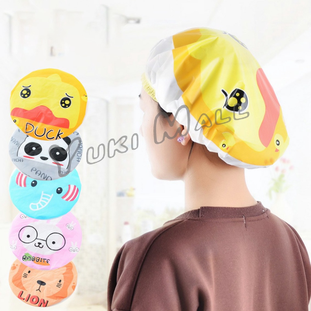 Yuki หมวกคลุมผมอาบน้ำ กันน้ำ ลายการ์ตูนน่ารัก   Shower Cap Kids