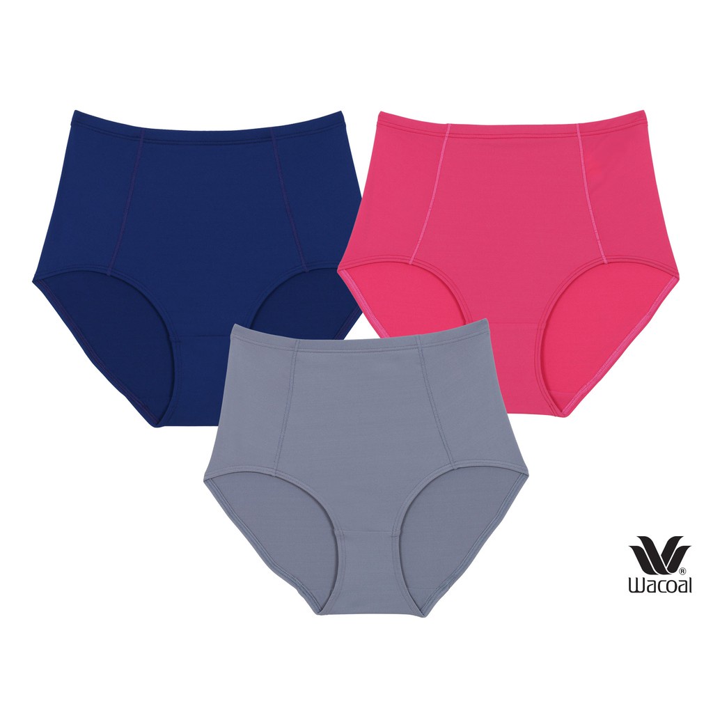 Wacoal Support Panty Set 3 pcs กางเกงในกระชับหน้าท้อง รุ่น WU4836 สีน้ำเงิน-เทา-ชมพูอมส้ม (BU-GY-RO)