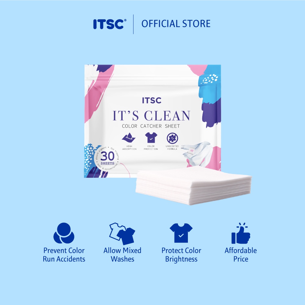 ITSC Its Clean Colour Catcher Sheet 30 สีดูดซับ Anti Dyeing Anti Staining ปกป้องผ้า
