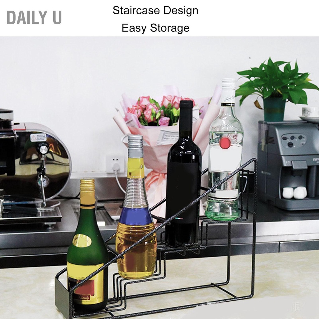 Daily U ที่วางขวดลวด 4 ช่องที่วางขวดน้ำเชื่อมสแตนเลส Stable Coffee Spice Rack Shelf for Kitchen