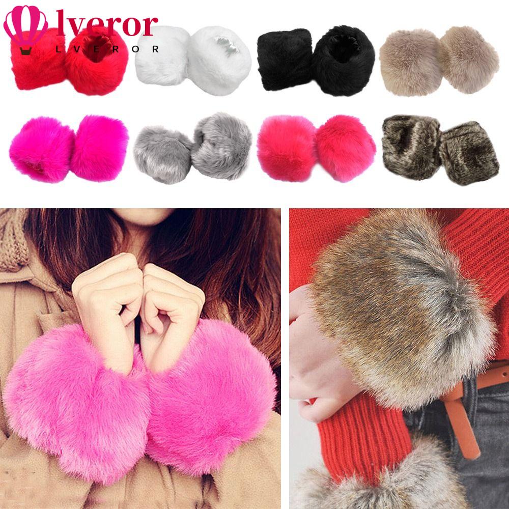 Lveror ปลอกแขน ผ้าขนเฟอร์เทียม แบบยืดหยุ่น ให้ความอบอุ่น อุปกรณ์เสริม สําหรับเสื้อผ้า