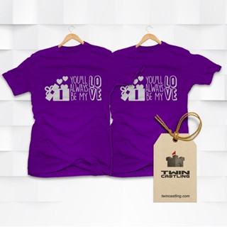 Always Be My Love - Two Shirts - Couple Set T-shirts - Purple White Cotton_05