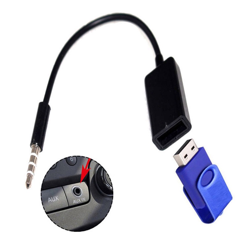 แจ็คเสียบเสียง AUX ตัวผู้ 3.5 มม. เป็น USB 2.0 ตัวเมีย อะแดปเตอร์แปลงสายเคเบิล mp3 สําหรับรถยนต์