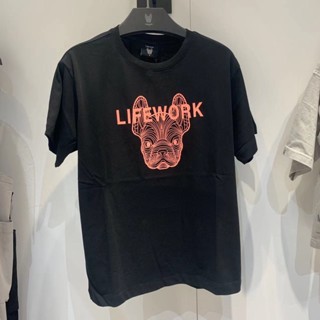 Lifework เสื้อยืดคอกลม แขนสั้น ผ้าฝ้าย พิมพ์ลายโลโก้ตัวอักษร ทรงหลวม สําหรับสุนัข