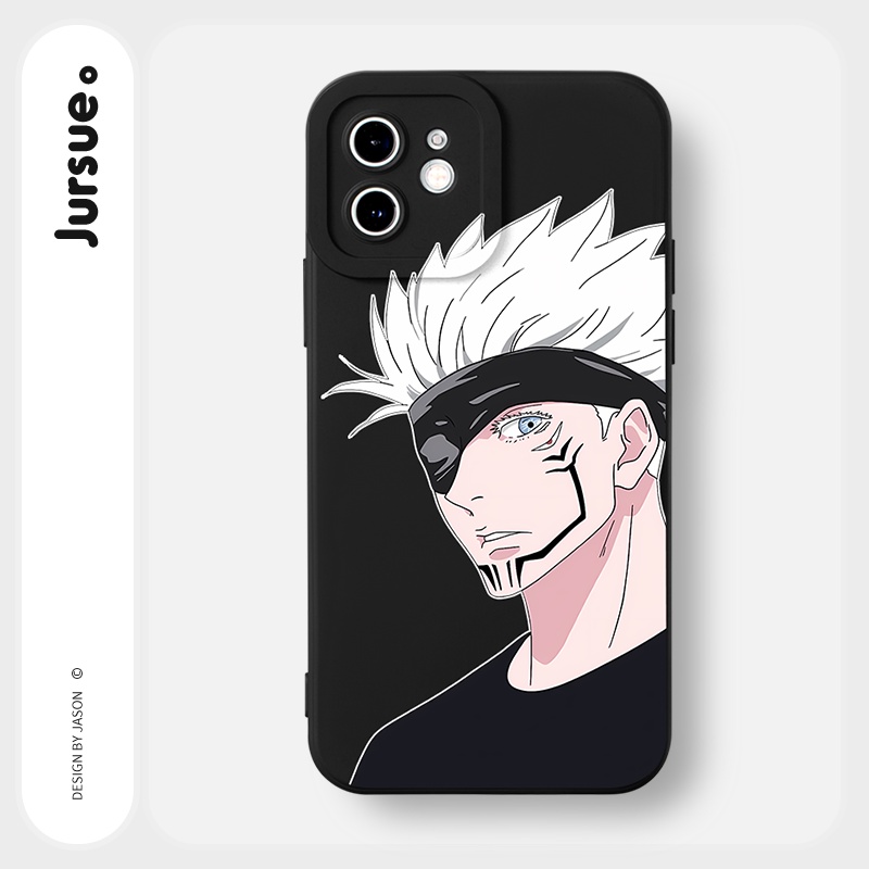 JURSUE เคสไอโฟน เคสซิลิโคนนุ่มกันกระแทกการ์ตูนอนิเมะตลก เคสโทรศัพท์ สีดำ Compatible for iPhone 16 15 14 13 12 11 Pro Max SE 2020 X XR XS 8 7 Plus พลัส Y2842