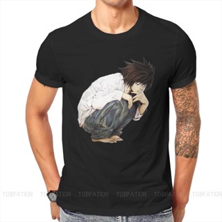 เสื้อยืดคอกลม ผ้าฝ้าย ทรงหลวม พิมพ์ลายกราฟฟิค Death Note Anime L lawliet สไตล์วินเทจ สําหรับผู้ชาย_12