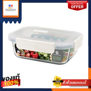 กล่องอาหารแก้วทรงเหลี่ยมฝาล็อก DOUBLE LOCK รุ่น JCJ-1939A ความจุ 1,250 มล. สีใสDOUBLE LOCK square glass food box, model