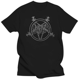 ใหม่ เสื้อยืดลําลอง แขนสั้น พิมพ์ลายโลโก้ Slayer Pentagram สีดํา แฟชั่นสําหรับผู้ชาย