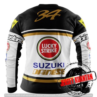 ใหม่ Baju Suzuki Retro Kevin Schwantz Black Edition (แขนยาว)