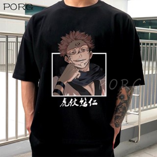 Jujutsu Kaisen Itadori Yuji เสื้อยืดลําลองสําหรับผู้ชายแขนสั้นคอกลมพิมพ์ลาย Oversized ทรงหลวม 2021 เสื้อยืดคอกลม_02