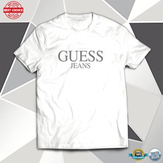 【พร้อมส่ง】เสื้อยืดแขนสั้น ผ้าฝ้ายแท้ พิมพ์ลายข้อความ GUESS สีเทา สําหรับผู้ชาย
