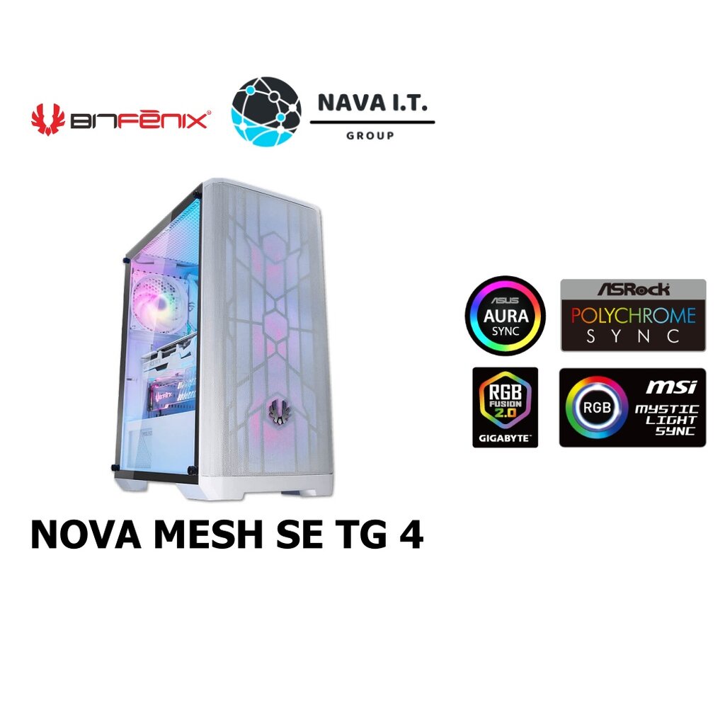 ⚡️กรุงเทพฯด่วน1ชั่วโมง⚡️ CASE (เคสเกมมิ่ง)BITFENIX NOVA MESH SE TG 4 ARGB WHITE ประกัน 1ปี