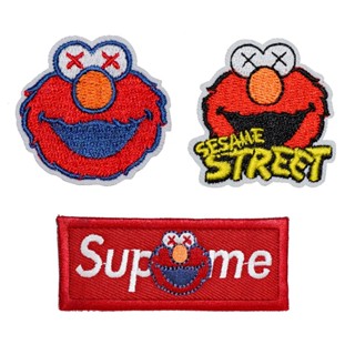 🔥 ถูกสุด 🔥 ตัวรีด ตัวปัก กาวในตัว Elmo เอลโม่ Supreme งาน DIY ตัวรีดติดผ้า รีดติดเสื้อ Iron on patches - IOP 07