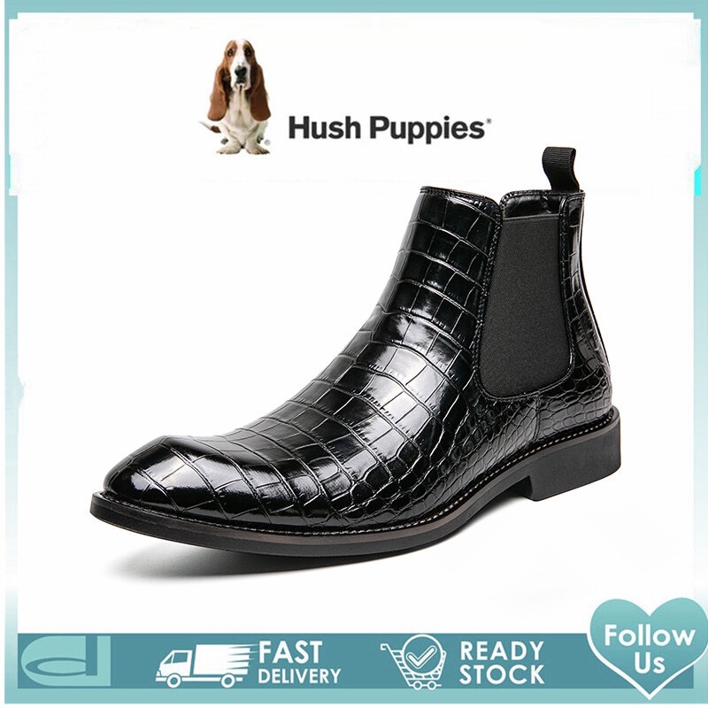 Hush ลูกสุนัขรองเท้าผู้ชาย Hush Puppies ผู้ชายรองเท้า High Cut รองเท้าหนังรองเท้าสําหรับชายรองเท้า M