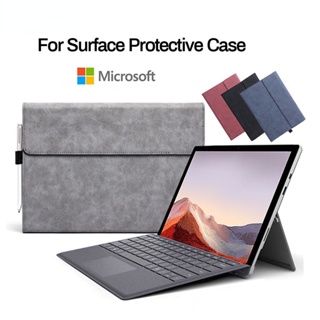 ความหรูหรา หนัง โฟลิโอ สแตนด์ เคส for Microsoft Surface Pro 4 5 6 7 Pro 8 go 1 2 3 ยาเม็ด แขนเสื้อ พลิก คลุม เคส