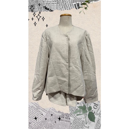 Blazer เสื้อคลุมเกาหลีมือสอง สีครีม ผ้าทวิต