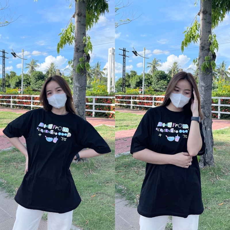 เสื้อยืดโอเวอร์ไซส์สกรีนลาย cute 💗🐰 #stt105 เนื้อผ้าคอตตอน