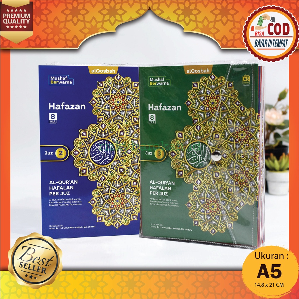Al-Quran Al-Qosbah Per Juz A5 Al-Quran Jus Hafazan 8 บล็อก 30 หนังสือแปลและแปลคําแยก Quran with Taju