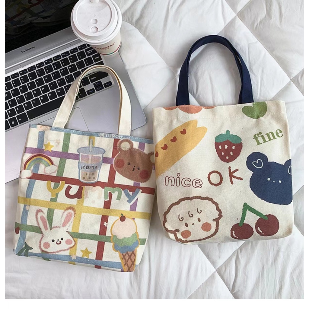 กระเป๋าสำหรับผู้หญิง ผ้าแคนวาส สะพายข้าง สไตล์เกาหลี มี 5สี 5ลาย #BAG02