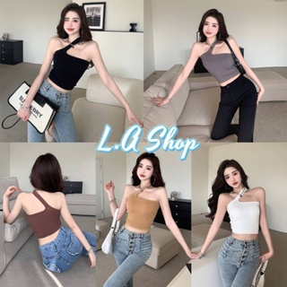 L.A Shop พร้อมส่ง  เสื้อสายเดี่ยวไหมพรม มีฟองน้ำ ดีเทลสายคาดด้านเดียวใส่ได้2แบบ "FY6697"