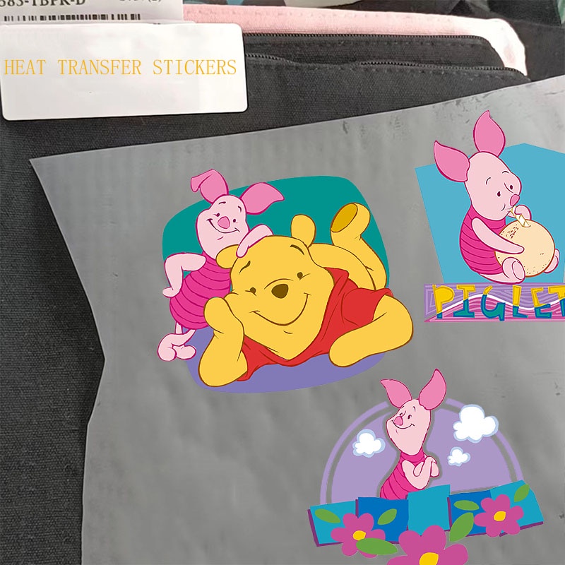 สติกเกอร์ ลายการ์ตูนหมีพูห์ รีดร้อน สําหรับตกแต่งเสื้อผ้า DIY