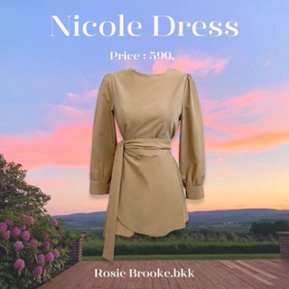 JN05 l NOCOLE DRESS เดรสผูกเอว เกาหลี  (BROWN)