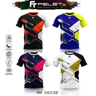 Felet Rn-3603 เสื้อยืดแขนสั้น ผ้าไมโครไฟเบอร์ 100% พิมพ์ลายกองเรือแบดมินตัน Sukan Baju Sukan