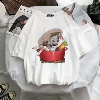 Kawaii Genshin Impact Womens T-shirt Couple Cartoon Printed Q Shirt Comfortable Casual Wear Loose Urban Aesthetics_03