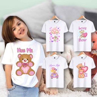 Teddy BEAR เสื้อยืด พิมพ์ลายกราฟฟิค สําหรับเด็กผู้หญิง 0-12 ปี