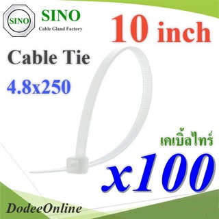 .เคเบิ้ลไทร์ ยาว 10 นิ้ว สายรัดไนล่อน ขนาด 4.8x250mm สีขาว(แพค 100 เส้น) รุ่น CableTie-10in-Wh DD