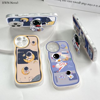 Huawei Nova 5T 4E 3 3i เคสหัวเว่ย สำหรับ Case Lovely Space Astronauts With Holder เคส เคสโทรศัพท์ เคสมือถือ Full Back Cover Soft Silicone Cases Protective Shell Shockproof Casing